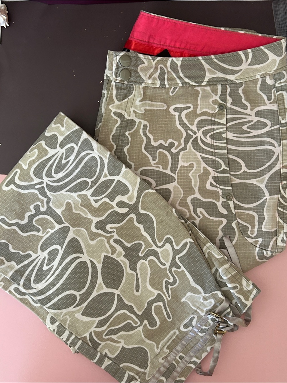 Zoo York Olive Patterned Pants with Pink Waistband